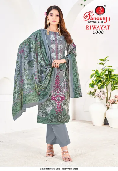 Ganeshji Riwayat Vol 1 - Readymade Dress — Pakistani Readymade Suits, Ganeshji Cotton Suit wholesale from Surat — view 9