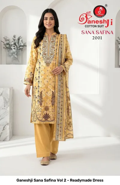 Ganeshji Sana Safina Vol 2 - Readymade Dress — Soft Cotton Print, Pakistani Readymade Suits, Ganeshji Cotton Suit wholesale from Surat — view 2