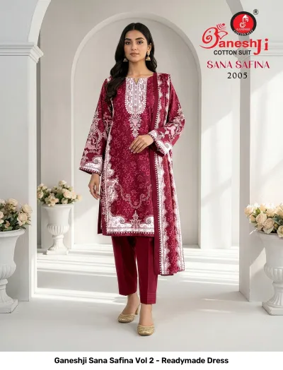 Ganeshji Sana Safina Vol 2 - Readymade Dress — Soft Cotton Print, Pakistani Readymade Suits, Ganeshji Cotton Suit wholesale from Surat — view 4