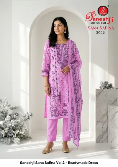 Ganeshji Sana Safina Vol 2 - Readymade Dress — Soft Cotton Print, Pakistani Readymade Suits, Ganeshji Cotton Suit wholesale from Surat — view 5