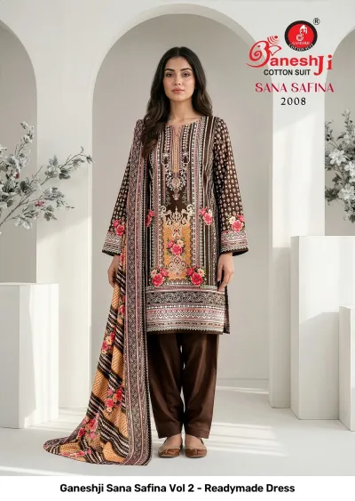Ganeshji Sana Safina Vol 2 - Readymade Dress — Soft Cotton Print, Pakistani Readymade Suits, Ganeshji Cotton Suit wholesale from Surat — view 7