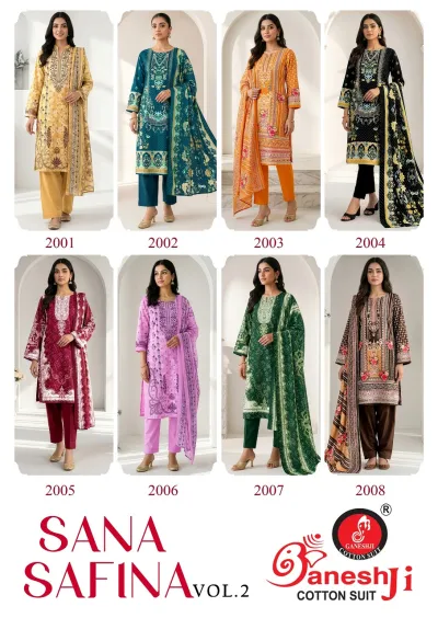 Ganeshji Sana Safina Vol 2 - Readymade Dress — Soft Cotton Print, Pakistani Readymade Suits, Ganeshji Cotton Suit wholesale from Surat — view 8