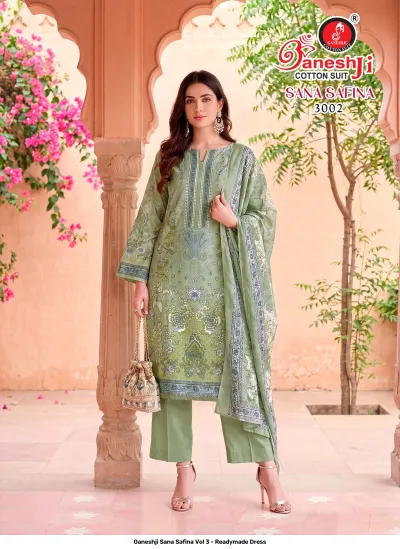 Ganeshji Sana Safina Vol 3 - Readymade Dress — Soft Cotton Print, Pakistani Readymade Suits, Ganeshji Cotton Suit wholesale from Surat — view 3