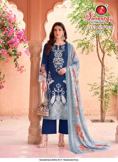 Ganeshji Sana Safina Vol 3 - Readymade Dress — Soft Cotton Print, Pakistani Readymade Suits, Ganeshji Cotton Suit wholesale from Surat — view 4