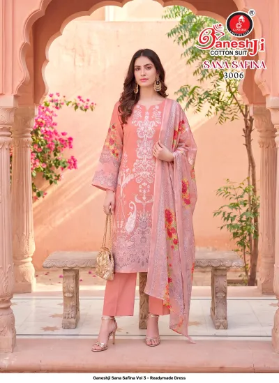 Ganeshji Sana Safina Vol 3 - Readymade Dress — Soft Cotton Print, Pakistani Readymade Suits, Ganeshji Cotton Suit wholesale from Surat — view 7