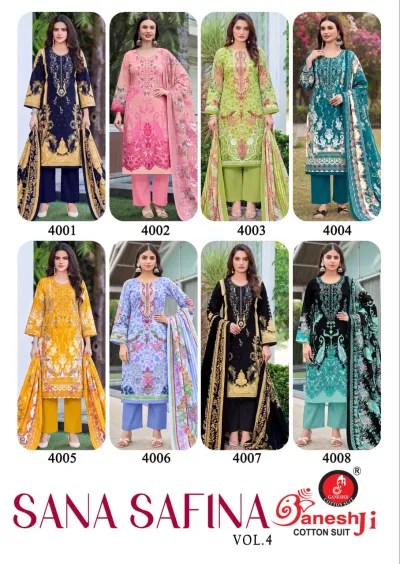 Ganeshji Sana Safina Vol 4 — Karachi Pattern Dress, Ganeshji Cotton Suit wholesale from Surat — view 10