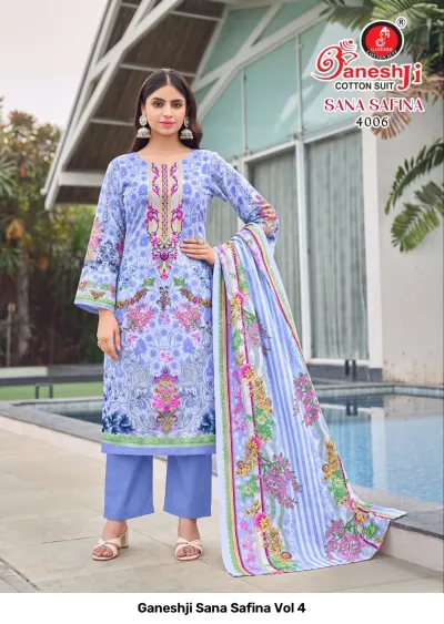 Ganeshji Sana Safina Vol 4 — Karachi Pattern Dress, Ganeshji Cotton Suit wholesale from Surat — view 3