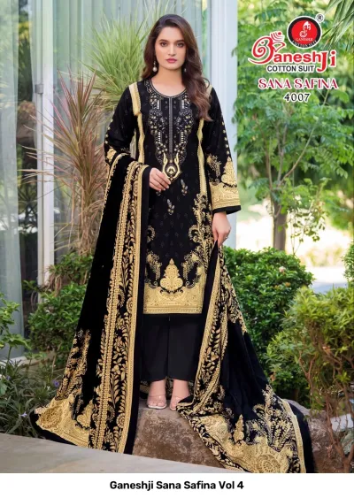 Ganeshji Sana Safina Vol 4 — Karachi Pattern Dress, Ganeshji Cotton Suit wholesale from Surat — view 4