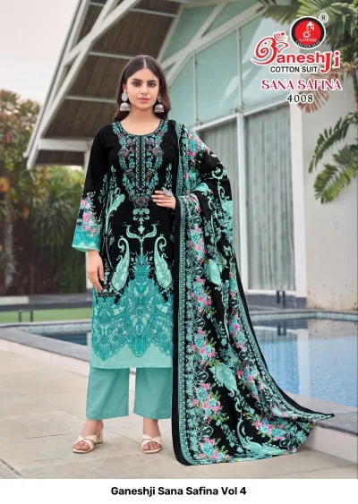Ganeshji Sana Safina Vol 4 — Karachi Pattern Dress, Ganeshji Cotton Suit wholesale from Surat — view 7