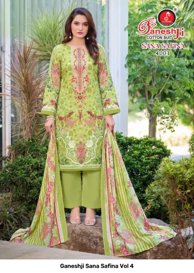 Ganeshji Sana Safina Vol 4 — Karachi Pattern Dress, Ganeshji Cotton Suit wholesale from Surat — view 8