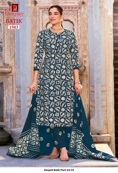 Ganpati Batik Pant Vol 15 — Unstitched Dress Materials, Ganpati wholesale from Surat — view 4