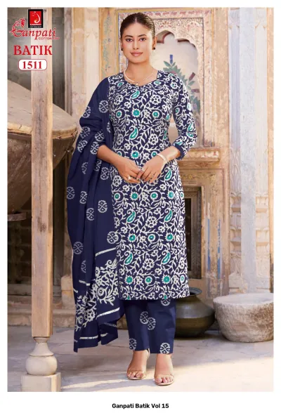 Ganpati Batik Vol 15 — Pure Cotton Batik Printed, Stitched Suits, Ganpati wholesale from Surat — view 12