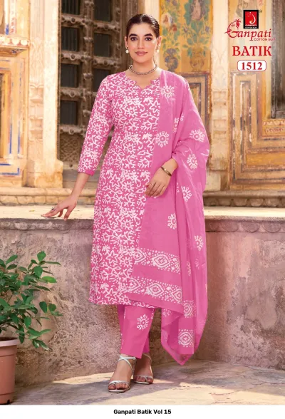 Ganpati Batik Vol 15 — Pure Cotton Batik Printed, Stitched Suits, Ganpati wholesale from Surat — view 13