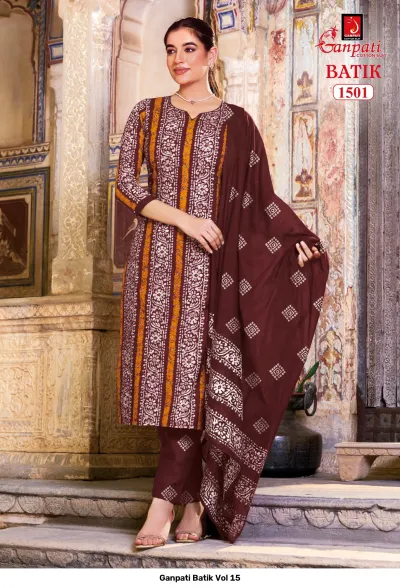 Ganpati Batik Vol 15 — Pure Cotton Batik Printed, Stitched Suits, Ganpati wholesale from Surat — view 2