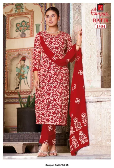 Ganpati Batik Vol 15 — Pure Cotton Batik Printed, Stitched Suits, Ganpati wholesale from Surat — view 5