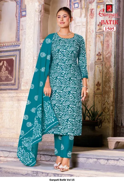 Ganpati Batik Vol 15 — Pure Cotton Batik Printed, Stitched Suits, Ganpati wholesale from Surat — view 6