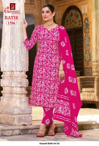 Ganpati Batik Vol 15 — Pure Cotton Batik Printed, Stitched Suits, Ganpati wholesale from Surat — view 7