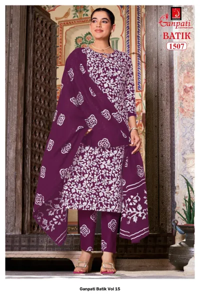 Ganpati Batik Vol 15 — Pure Cotton Batik Printed, Stitched Suits, Ganpati wholesale from Surat — view 8