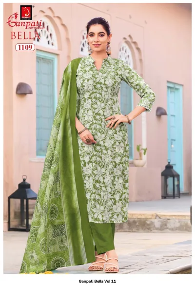 Ganpati Bella Vol 11 — Unstitched Dress Materials, Ganpati Cotton Suit wholesale from Surat — view 10