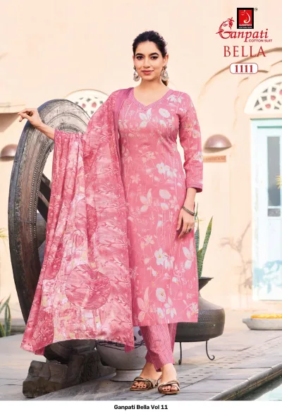 Ganpati Bella Vol 11 — Unstitched Dress Materials, Ganpati Cotton Suit wholesale from Surat — view 12