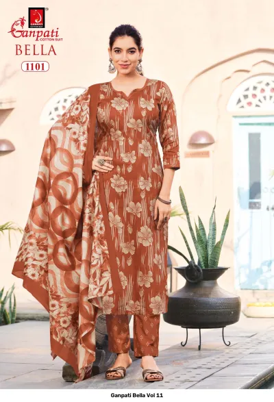 Ganpati Bella Vol 11 — Unstitched Dress Materials, Ganpati Cotton Suit wholesale from Surat — view 2