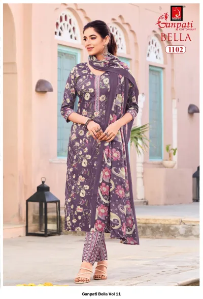 Ganpati Bella Vol 11 — Unstitched Dress Materials, Ganpati Cotton Suit wholesale from Surat — view 3