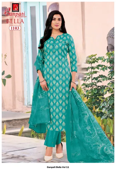 Ganpati Bella Vol 11 — Unstitched Dress Materials, Ganpati Cotton Suit wholesale from Surat — view 4