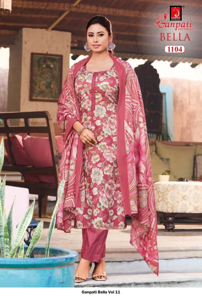Ganpati Bella Vol 11 — Unstitched Dress Materials, Ganpati Cotton Suit wholesale from Surat — view 5
