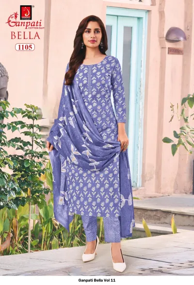 Ganpati Bella Vol 11 — Unstitched Dress Materials, Ganpati Cotton Suit wholesale from Surat — view 6