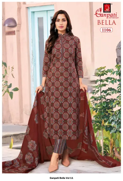 Ganpati Bella Vol 11 — Unstitched Dress Materials, Ganpati Cotton Suit wholesale from Surat — view 7