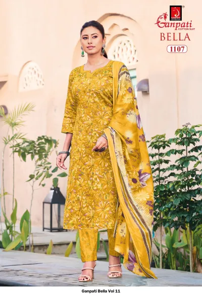 Ganpati Bella Vol 11 — Unstitched Dress Materials, Ganpati Cotton Suit wholesale from Surat — view 8