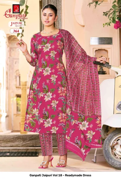 Ganpati Jaipuri Vol 18 - Readymade Dress — Pure Cotton Printed, Stitched Suits, Ganpati Cotton Suit wholesale from Surat — view 10