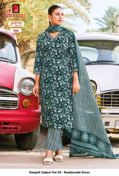 Ganpati Jaipuri Vol 18 - Readymade Dress — Pure Cotton Printed, Stitched Suits, Ganpati Cotton Suit wholesale from Surat — view 12