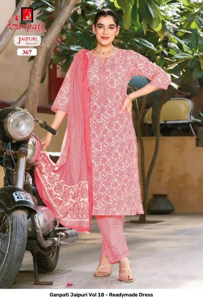 Ganpati Jaipuri Vol 18 - Readymade Dress — Pure Cotton Printed, Stitched Suits, Ganpati Cotton Suit wholesale from Surat — view 13