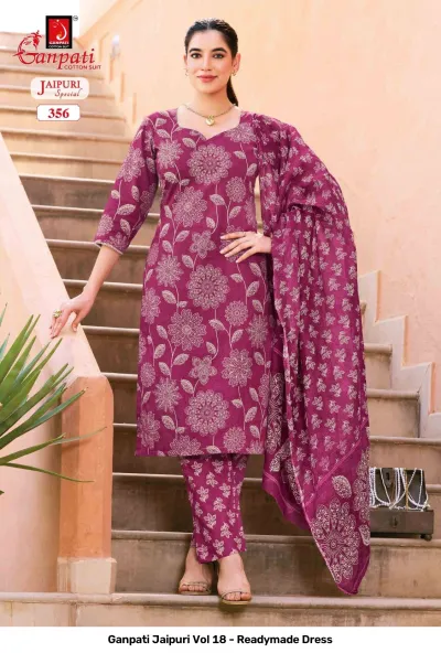 Ganpati Jaipuri Vol 18 - Readymade Dress — Pure Cotton Printed, Stitched Suits, Ganpati Cotton Suit wholesale from Surat — view 2