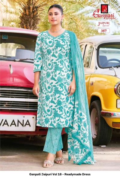 Ganpati Jaipuri Vol 18 - Readymade Dress — Pure Cotton Printed, Stitched Suits, Ganpati Cotton Suit wholesale from Surat — view 3