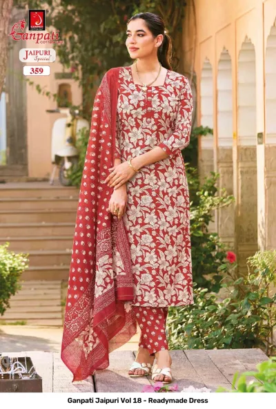 Ganpati Jaipuri Vol 18 - Readymade Dress — Pure Cotton Printed, Stitched Suits, Ganpati Cotton Suit wholesale from Surat — view 5
