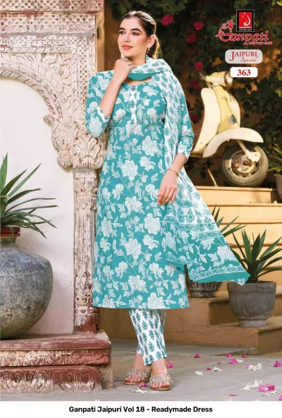 Ganpati Jaipuri Vol 18 - Readymade Dress — Pure Cotton Printed, Stitched Suits, Ganpati Cotton Suit wholesale from Surat — view 9