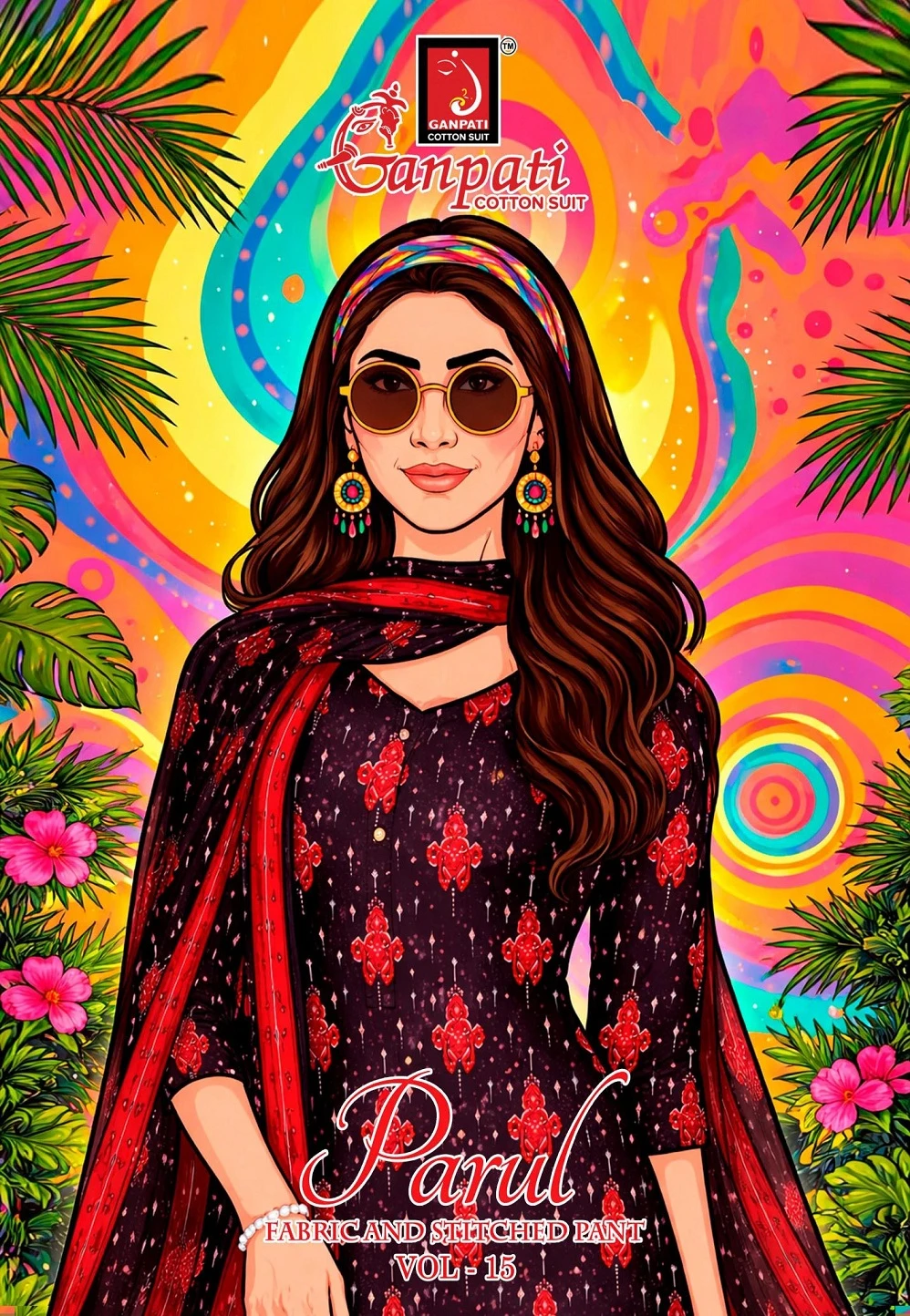Ganpati Parul Vol 15 — Pure Cotton Printed, Stitched Suits, Ganpati wholesale from Surat — view 1