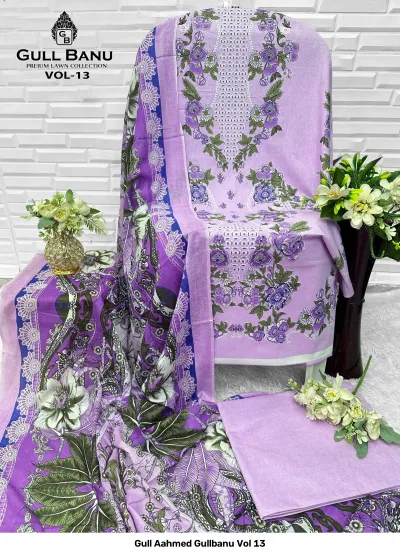 Gull Aahmed Gullbanu Vol 13 — Karachi Pattern Dress, Gull Aahmed Lawn Collection wholesale from Surat — view 3