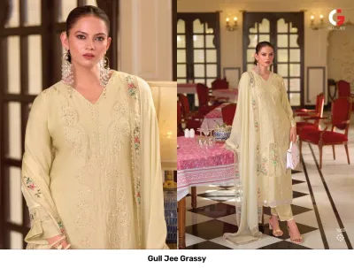 Gull Jee Grassy — Semi Stitched Suits, Gull Jee wholesale from Surat — view 4