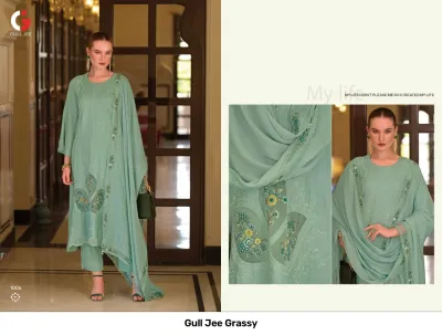 Gull Jee Grassy — Semi Stitched Suits, Gull Jee wholesale from Surat — view 6