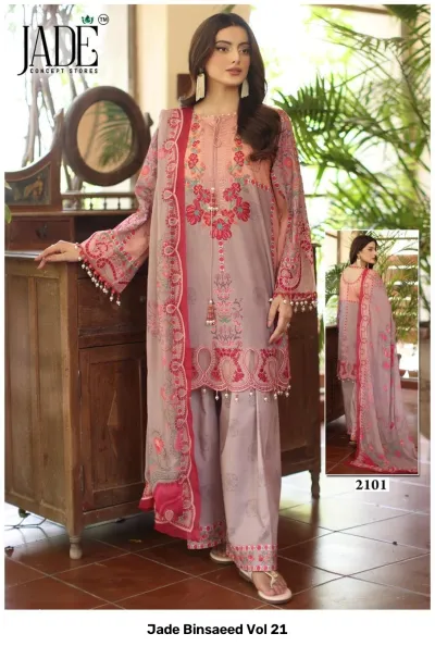 Jade Binsaeed Vol 21 — Pure Heavy Cotton Printed, Karachi Pattern Dress, Jade Concept Store wholesale from Surat — view 3