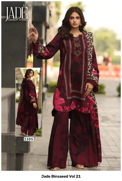 Jade Binsaeed Vol 21 — Pure Heavy Cotton Printed, Karachi Pattern Dress, Jade Concept Store wholesale from Surat — view 4