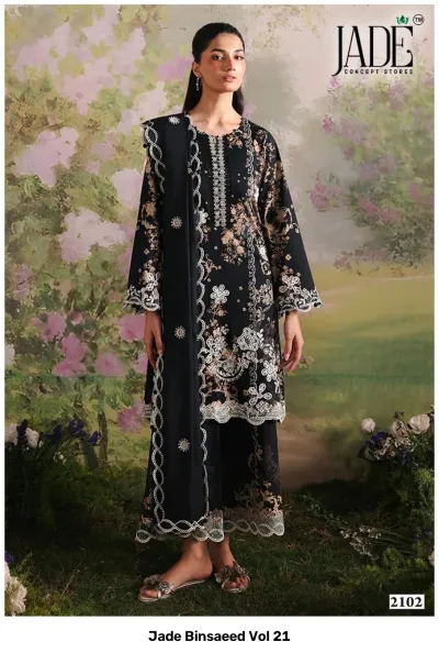 Jade Binsaeed Vol 21 — Pure Heavy Cotton Printed, Karachi Pattern Dress, Jade Concept Store wholesale from Surat — view 7