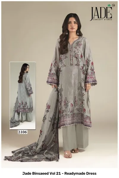 Jade Binsaeed Vol 21 - Readymade Dress — Pure Lawn Cotton Printed, Pakistani Readymade Suits, Jade Concept Store wholesale from Surat — view 5