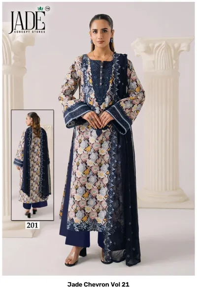 Jade Chevron Vol 21 — Pure Heavy Cotton Printed, Karachi Pattern Dress, Jade Concept Store wholesale from Surat — view 4