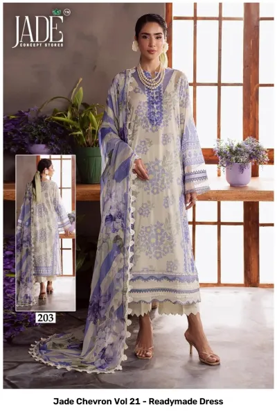 Jade Chevron Vol 21 - Readymade Dress — Pure Heavy Cotton Printed, Pakistani Readymade Suits, Jade Concept Store wholesale from Surat — view 2