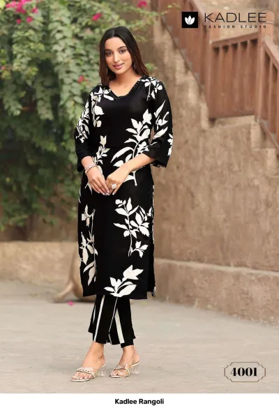 Kadlee Rangoli — Rayon Print, Kurti Pant Sets, Kadlee wholesale from Surat — view 7