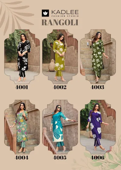 Kadlee Rangoli — Rayon Print, Kurti Pant Sets, Kadlee wholesale from Surat — view 8
